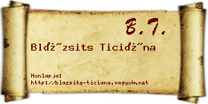 Blázsits Ticiána névjegykártya